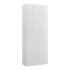 White Metal Adjustable 2-Door Storage Cabinet with Powder-Coated Steel, Tall Kitchen Pantry Cabinet with Adjustable Shelves f