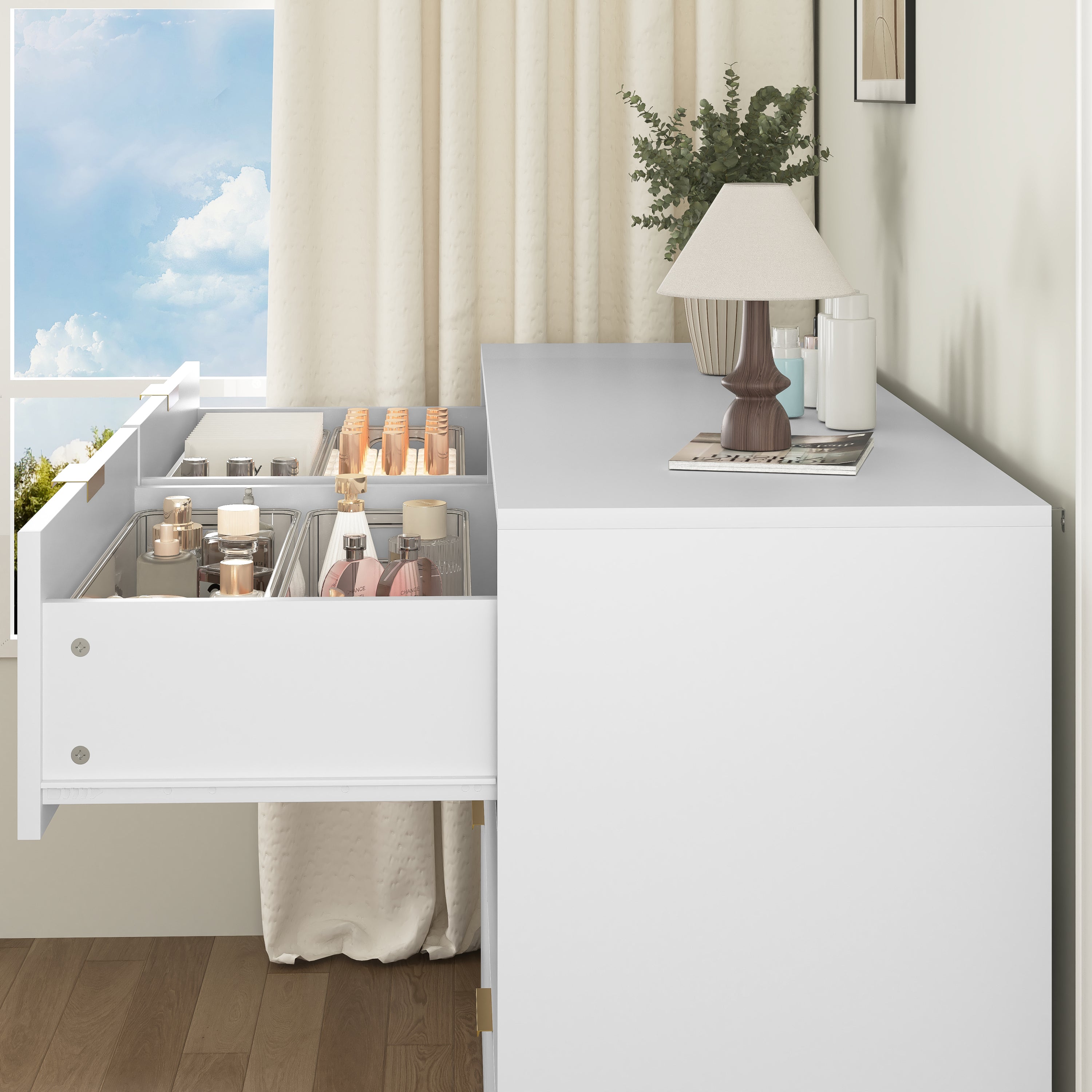 8 Drawers Dresser for Bedroom, Wood Bedroom Dresser Modern Drawer Chest, 8 Chest of Drawer, Tall Dresser for Closet, Dressers Organizer for Living Room, Closet, Hallway White - Grand Goldman Shop