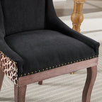 A&A Furniture,Ultra Side Dining Chair, Thickened fabric chairs with neutrally toned solid wood legs, Bronze nail head, Set of 2,Leopard Print - Grand Goldman Shop