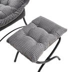 Lazy Chair with Ottoman, Modern Lounge Accent Chair with Armrests and a Side Pocket, Leisure Upholstered Sofa Chair Reading Chair with Footrest for Small Space, Corner Chair-Grey - Grand Goldman Shop