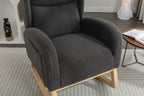 049-Teddy Fabric Rocking Chair With Packet Wood Legs,Dark Gray - Grand Goldman Shop