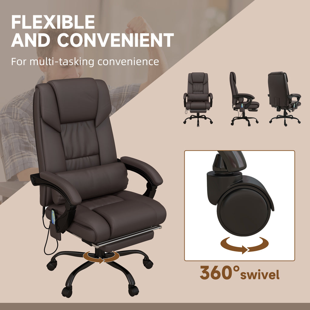 High Back Vibration Massage Office Chair with 6 Points, Hight Adjustable Computer Desk Chair, Reclining Office Chair with Ret