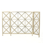 Margaret 3-Panel Fireplace Screen Iron Black/Gold - Grand Goldman Shop
