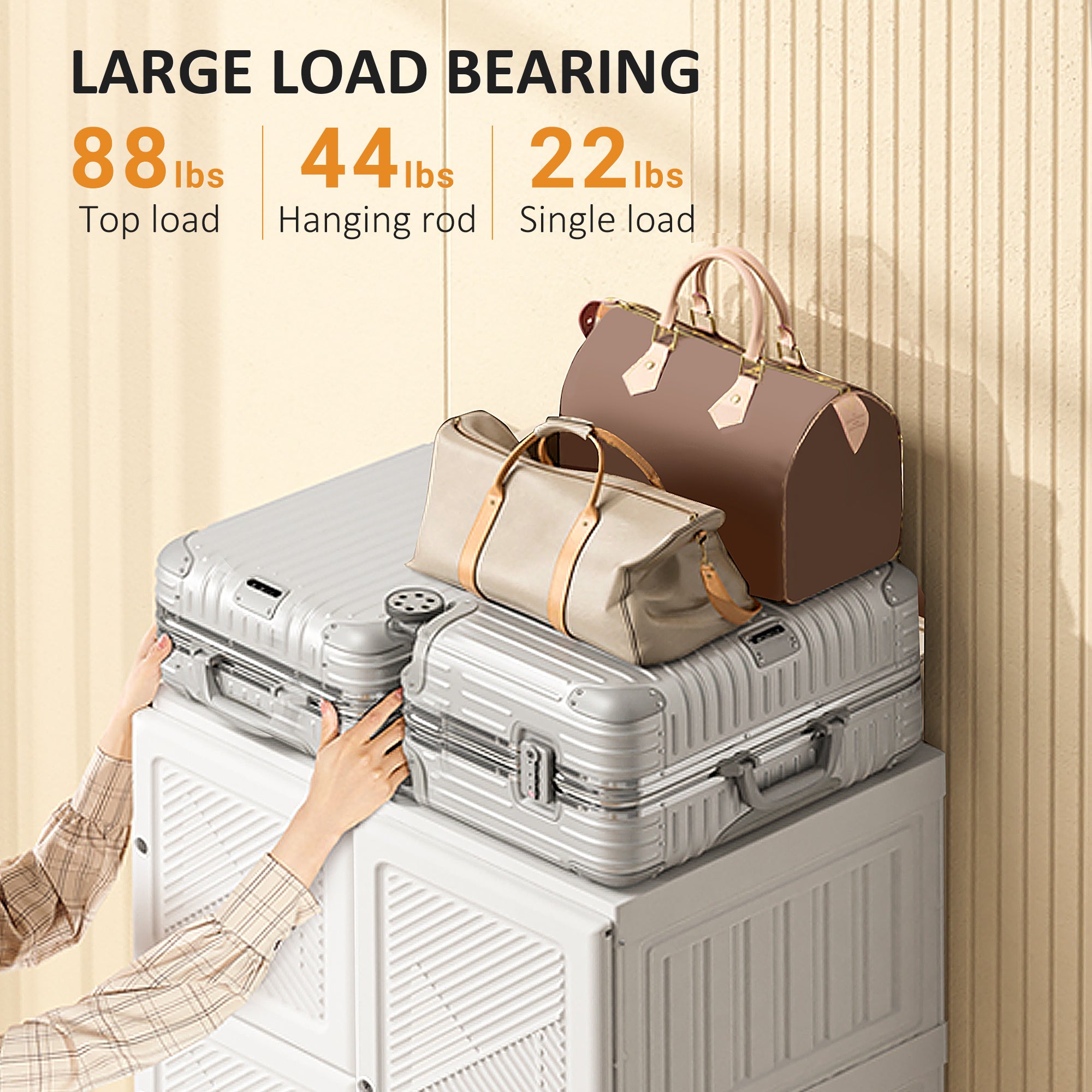 HOMCOM Portable Wardrobe Closet, Folding Bedroom Armoire, Clothes Storage Organizer with 8 Cube Compartments, Hanging Rod, Magnet Doors, White - Grand Goldman Shop