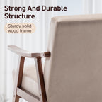 Mid-Century Modern Wingback Accent Chair with Solid Wood Frame and Extra-Thick Backrest – Lounge Chair for Living Room, Bedroom, or Reading Room - Grand Goldman Shop