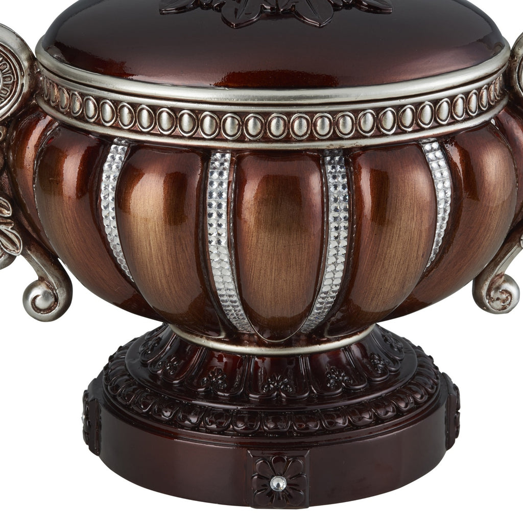 11.5' Tall' Delicata' Decorative Jewelry Box, Reddish Bronze with Silver Accents - Grand Goldman Shop