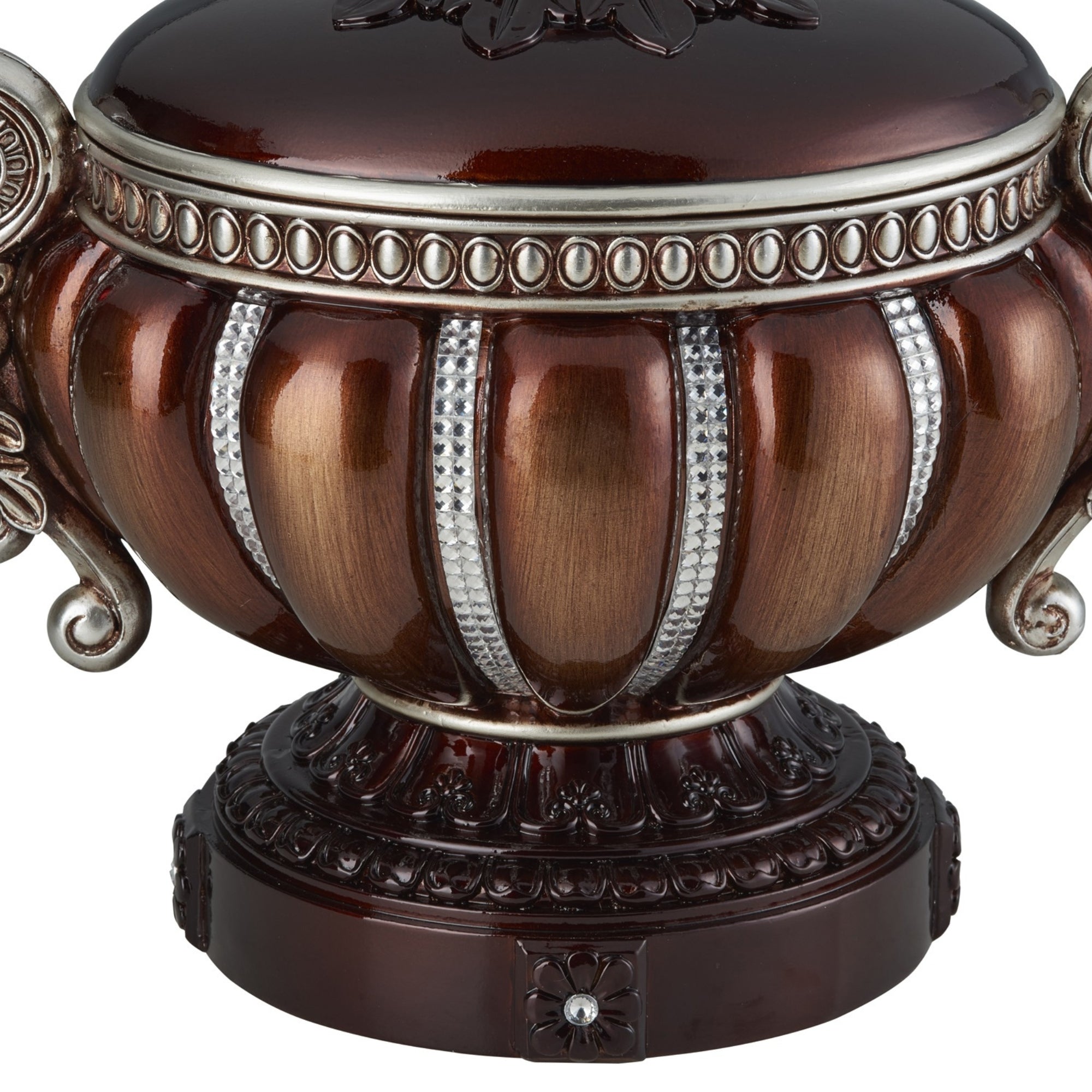 11.5' Tall' Delicata' Decorative Jewelry Box, Reddish Bronze with Silver Accents - Grand Goldman Shop