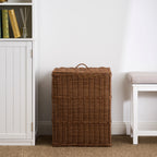 Martha Rectangular Woven Resin Wicker Laundry Hamper - Medium Brown - Grand Goldman Shop
