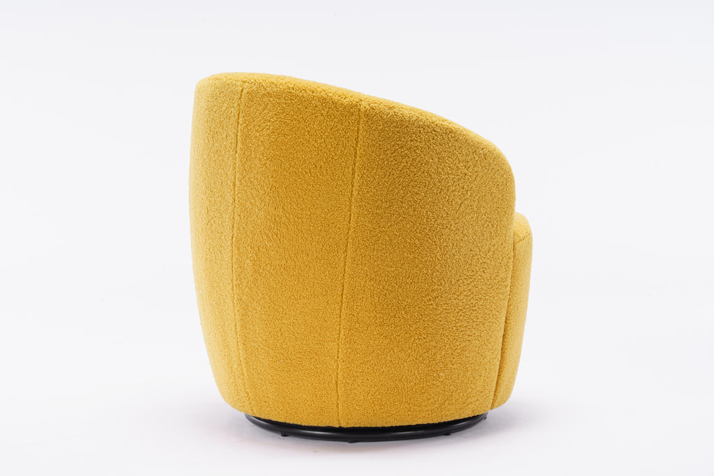 Teddy Fabric Swivel Accent Armchair Barrel Chair With Black Powder Coating Metal Ring,Yellow - Grand Goldman Shop