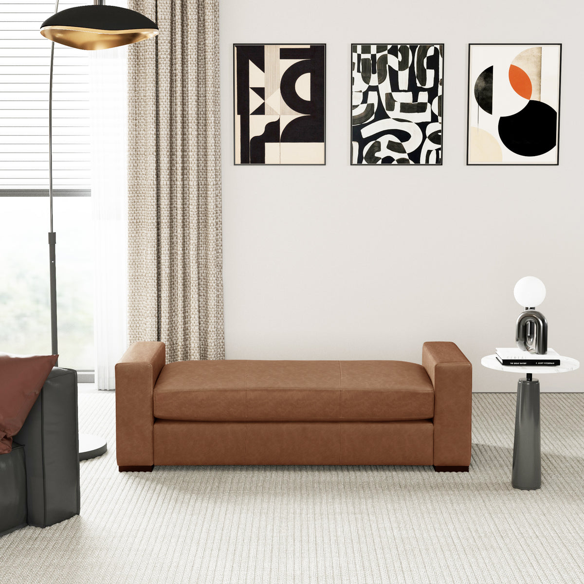 Stylish and Durable Brown Faux Leather Ottoman - Grand Goldman Shop