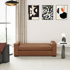Stylish and Durable Brown Faux Leather Ottoman - Grand Goldman Shop