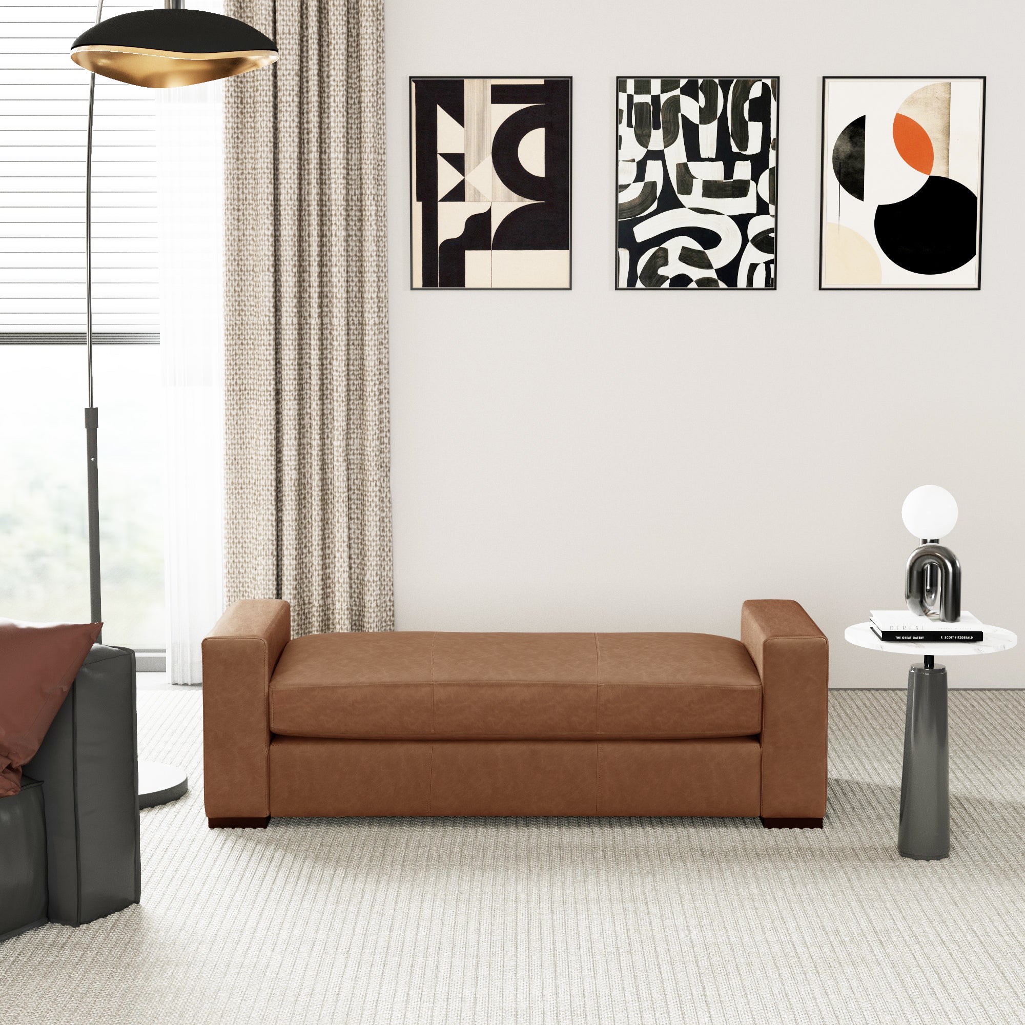 Stylish and Durable Brown Faux Leather Ottoman - Grand Goldman Shop