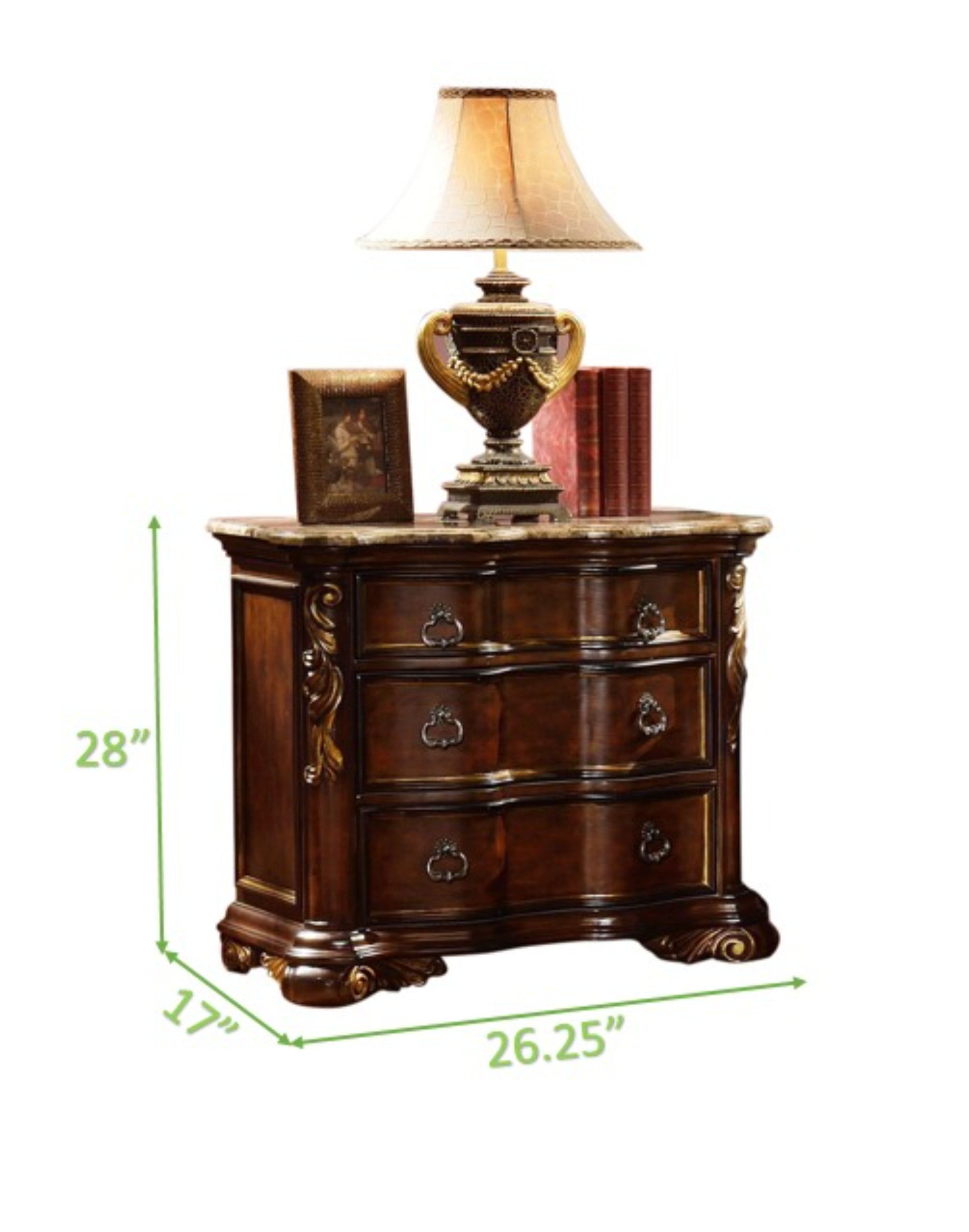 Bella Traditional Queen 4pc Bedroom set made with wood in Dark Walnut - Grand Goldman Shop