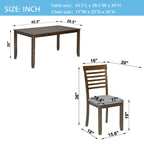 5PCs Modern Dining Set, Rectangular Wooden Dining Table with 4 Upholstered Chairs for Kitchen, Dining Room, Walnut - Grand Goldman Shop