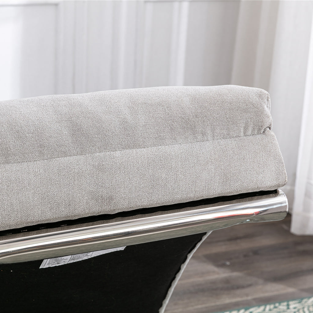 Light Grey Linen Massage Chaise Lounge Indoor with Remote Control, Ergonomic Electric Massage Lounger with 5 Modes - Grand Goldman Shop
