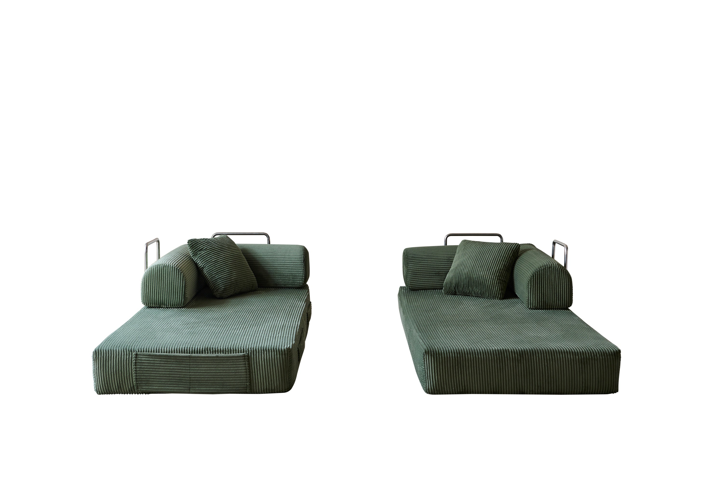 78.8' Compression Sofa,Convertible Floor Sofa Bed-with Pillow Back Support Armrest,Comfy Futon Couch Sleeper Bed,Loveseats Boneless Modular Sectional Sofa,Corduroy fabric,for Living Room,Bedroom,Green - Grand Goldman Shop