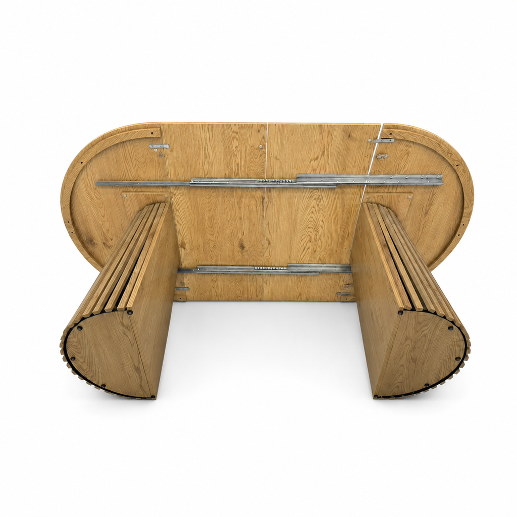 Wooden Dining Table, Flexible and Extendable, Multi-functional and Space-saving, Fashionable Oval Design and Slatted Table Legs, Tea Table or Office Desk, Beautiful and Practical - Grand Goldman Shop