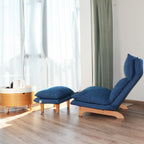 Modern Dark Blue Metal Frame Foldable Reclining Floor Chair – Lazy Leisure Sofa for Balcony or Bedroom - Grand Goldman Shop