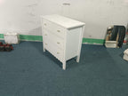 White 3 Drawer Dresser for Bedroom, Modern MDF Painted Chest of Drawers with Gold Knobs, Wooden Storage Cabinet for Kids, Nur