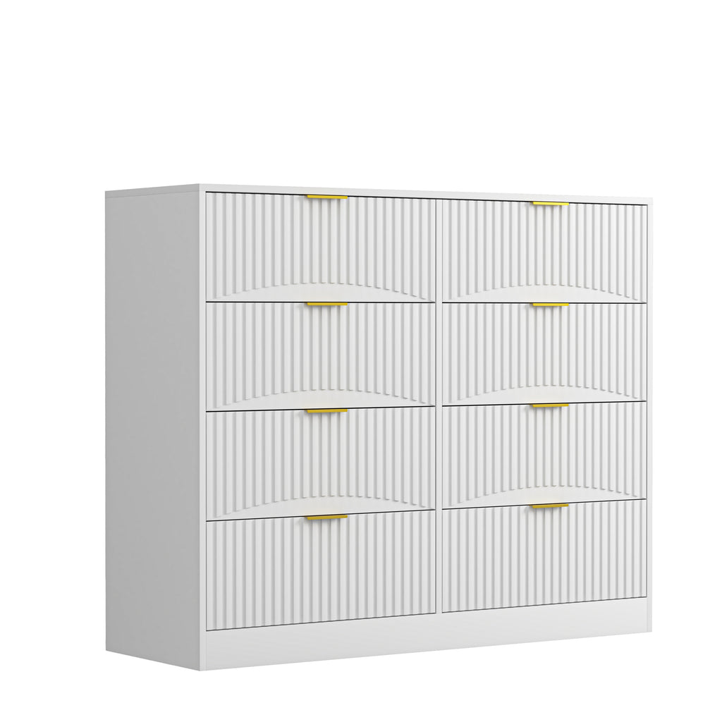 Modern 8 Drawers Dresser Chests for Bedroom,47.2' Wide Wood Chest of Drawers with Gold Metal Handle,Drawer Organizer for Bedroom,Living Room,Hallway and Entryway,White - Grand Goldman Shop