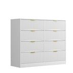 Modern 8 Drawers Dresser Chests for Bedroom,47.2' Wide Wood Chest of Drawers with Gold Metal Handle,Drawer Organizer for Bedroom,Living Room,Hallway and Entryway,White - Grand Goldman Shop