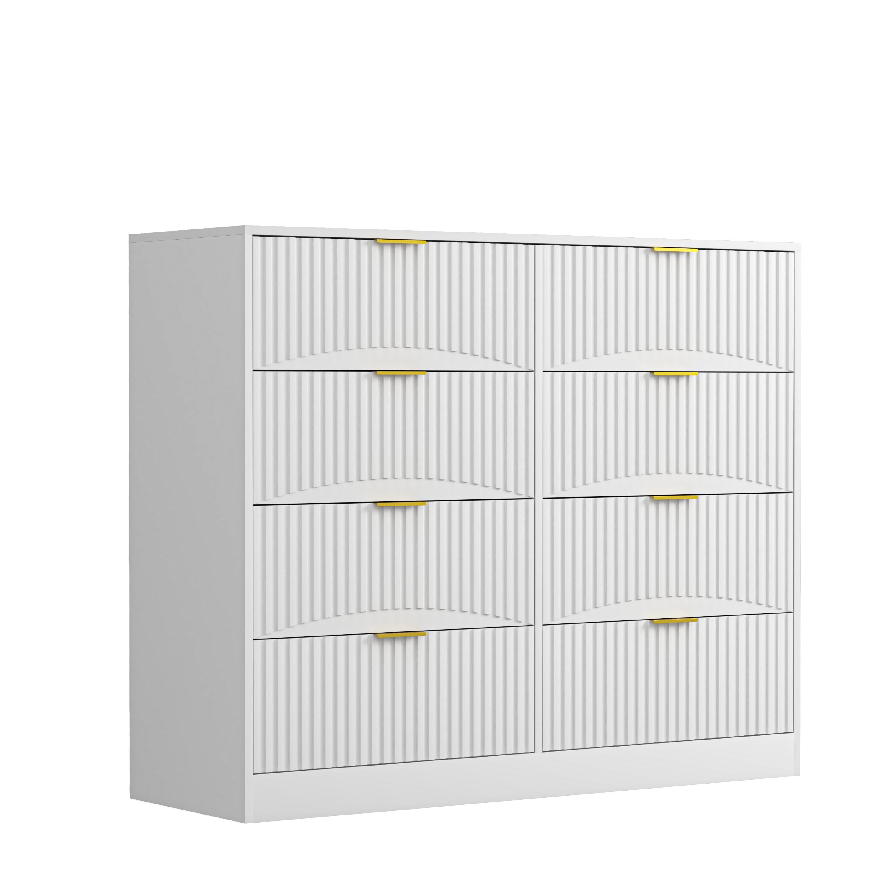 Modern 8 Drawers Dresser Chests for Bedroom,47.2' Wide Wood Chest of Drawers with Gold Metal Handle,Drawer Organizer for Bedroom,Living Room,Hallway and Entryway,White - Grand Goldman Shop