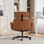 Criss Cross Chair with Adjustable Armrests & Wheels & Headrest, PU Lounge Vanity Desk Chair with Wide Seat for Cross-Legged S
