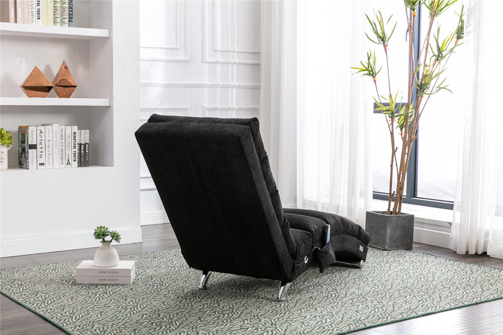 COOLMORE Luxury Upholstered Chaise Lounge Chair with Vibration for Relaxation, Modern Fixed Back Fabric Leisure Recliner Sofa for Living Room/Bedroom - Grand Goldman Shop