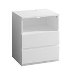(Set of 2)End Table with Fast USB C Charging Station, Sofa Side Table with 2 Drawers, Large Storage Modern Wood Storage Cabinet for Living Room,Bedroom,Office, White - Grand Goldman Shop