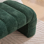 Modern Upholstered Armless Bed Bench with Channel Tufting in Green Chenille, 69.7' Wide - Grand Goldman Shop