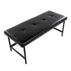 Bench in Black Metal and Black Faux Leather - Grand Goldman Shop