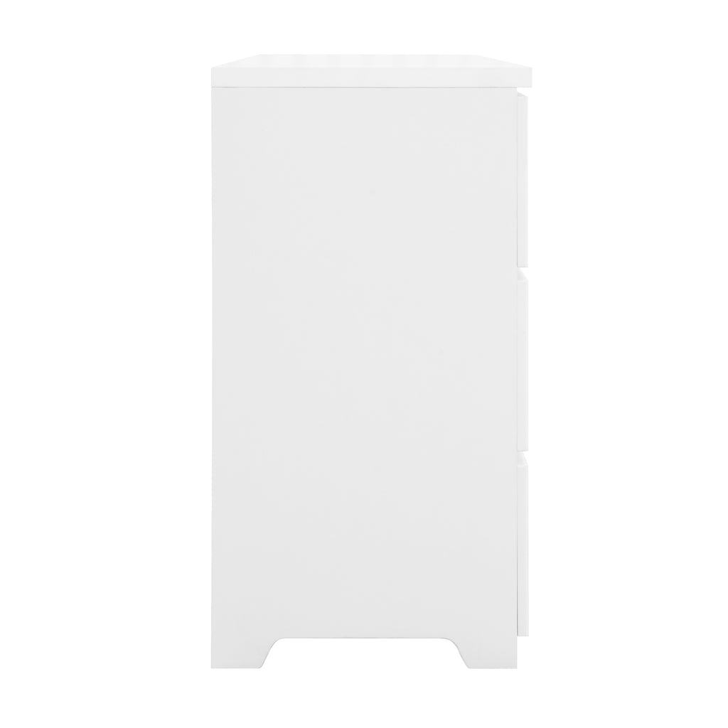 Modern White 6 Drawer Dresser, Wave Panel Drawer Fronts, Storage Cabinet, Versatile Chest of Drawers for Bedroom, Living Room - Sleek & Spacious Home Storage Solution - Grand Goldman Shop
