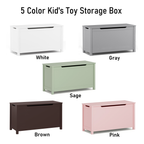 Kids Wooden Toy Box Storage with Safety Hinged Lid for Ages 2+ (Sage) - Grand Goldman