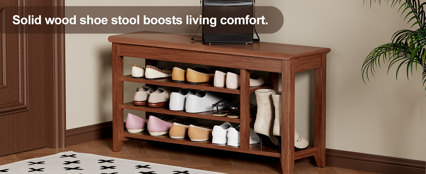 Adjustable shoe-changing bench, storage bench, hidden storage. With a load-bearing capacity of up to 550 pounds, suitable for bedrooms and corridors. 100% solid wood. - Grand Goldman Shop