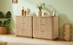 3 Drawers Drasser 2PCS, 27.6'' Wide Modern Chest of Drawers Curved wave Design,Nightstand,Wood Drawer Organizer for Bedroom, Living Room, Hallway, Oak,27.6''W x 15.8''D x 27.4''H. - Grand Goldman Shop