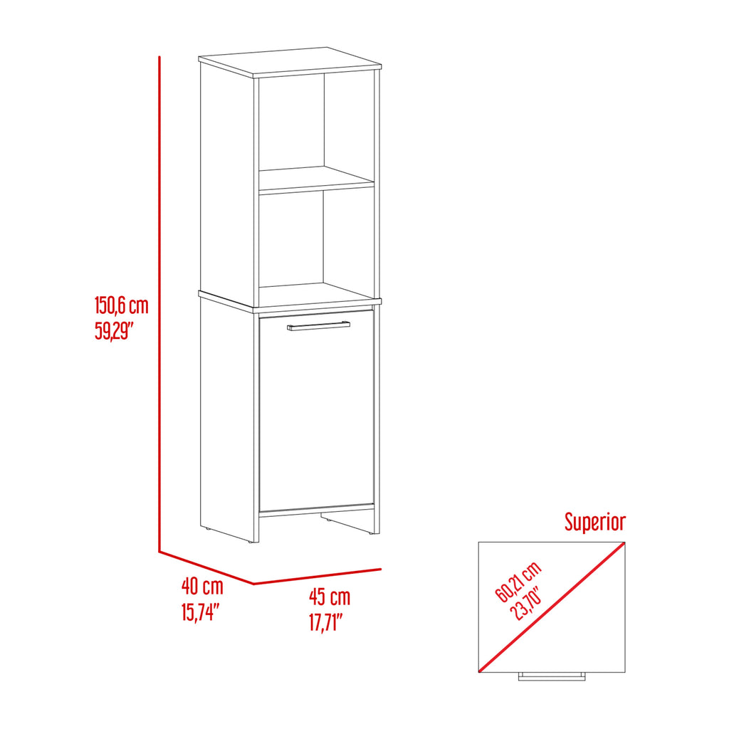 Eiffel Kitchen Pantry, Two External Shelves, Single Door Cabinet, Two Interior Shelves White -White - Grand Goldman
