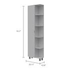 Urano Corner Linen Cabinet, Five External Shelves, Single Door, Four Interior Shelves -White - Grand Goldman