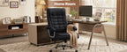 Executive Office Chair High Back PU Leather Desk Chair with Spring Seat Cushion, Ergonomic Swivel Computer Chair with Chrome 