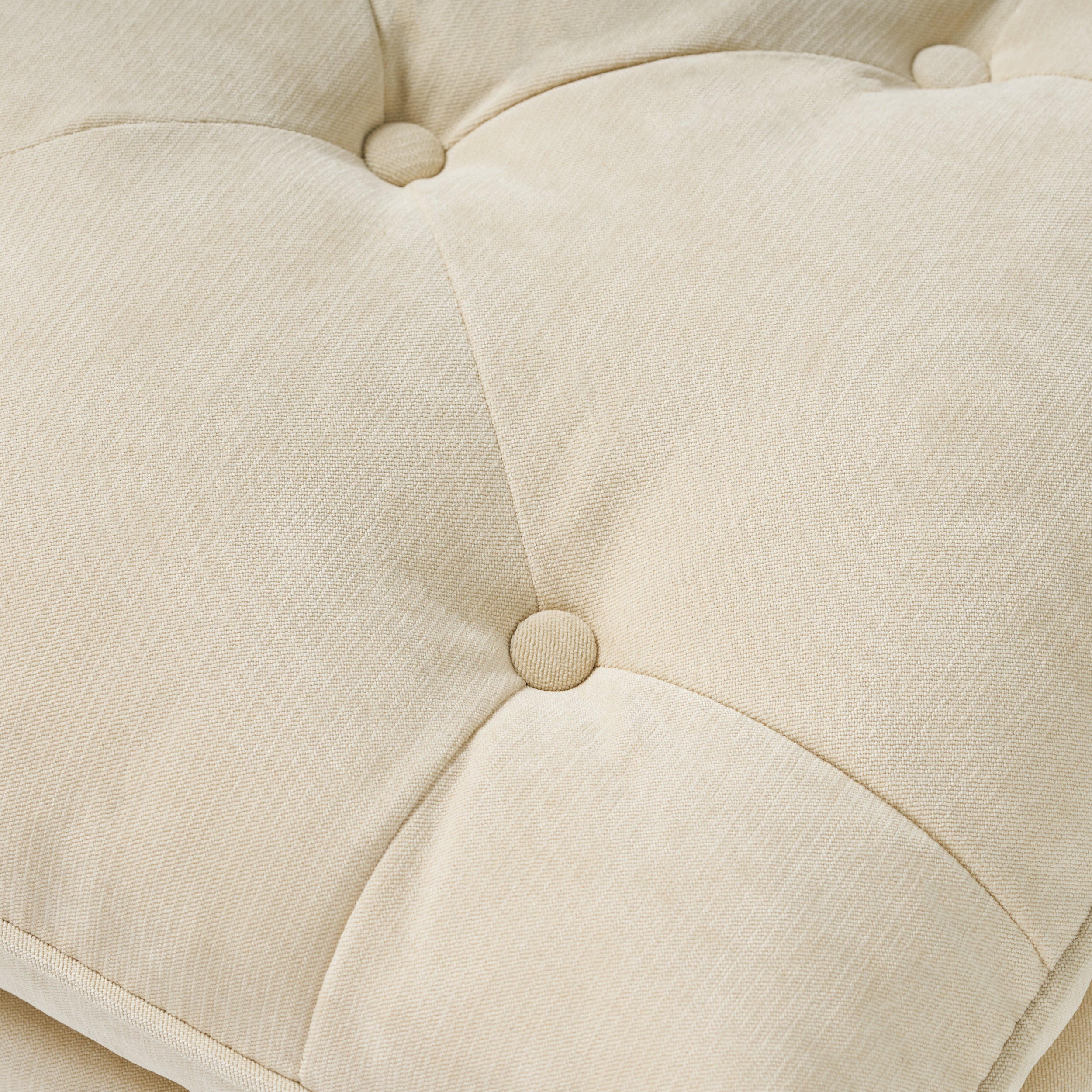 LOFTON Pillow Top Ottoman with Button Tufting in Cream Fabric, 28 Inch - Grand Goldman Shop