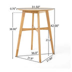 Mid-Century Modern Round Bar Table – 42' High Bar Table with Tapered Legs for Kitchen, Dining Room or Home Bar, Natural Oak - Grand Goldman Shop