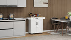 Kitchen island rolling trolley cart with 1 drawer & 2 doors with storage racks & Adjustable Shelves & towel rack & seasoning rack rubber wood table top-White - Grand Goldman Shop