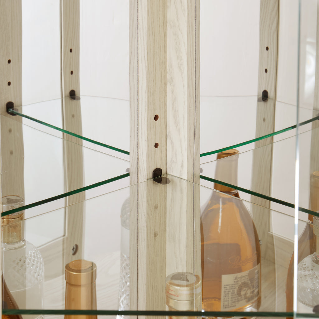 Corner Glass Cabinet Lighted Curio Cabinet Corner Display Case for Living Room, Curio Cabinet, Antique collection, Wine,Bar Glass Storage Light Included, Antique White - Grand Goldman Shop