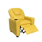 Marisa 23' Yellow PU Leather Kids Recliner Chair with Cupholder | Premium Home Decor - Grand Goldman