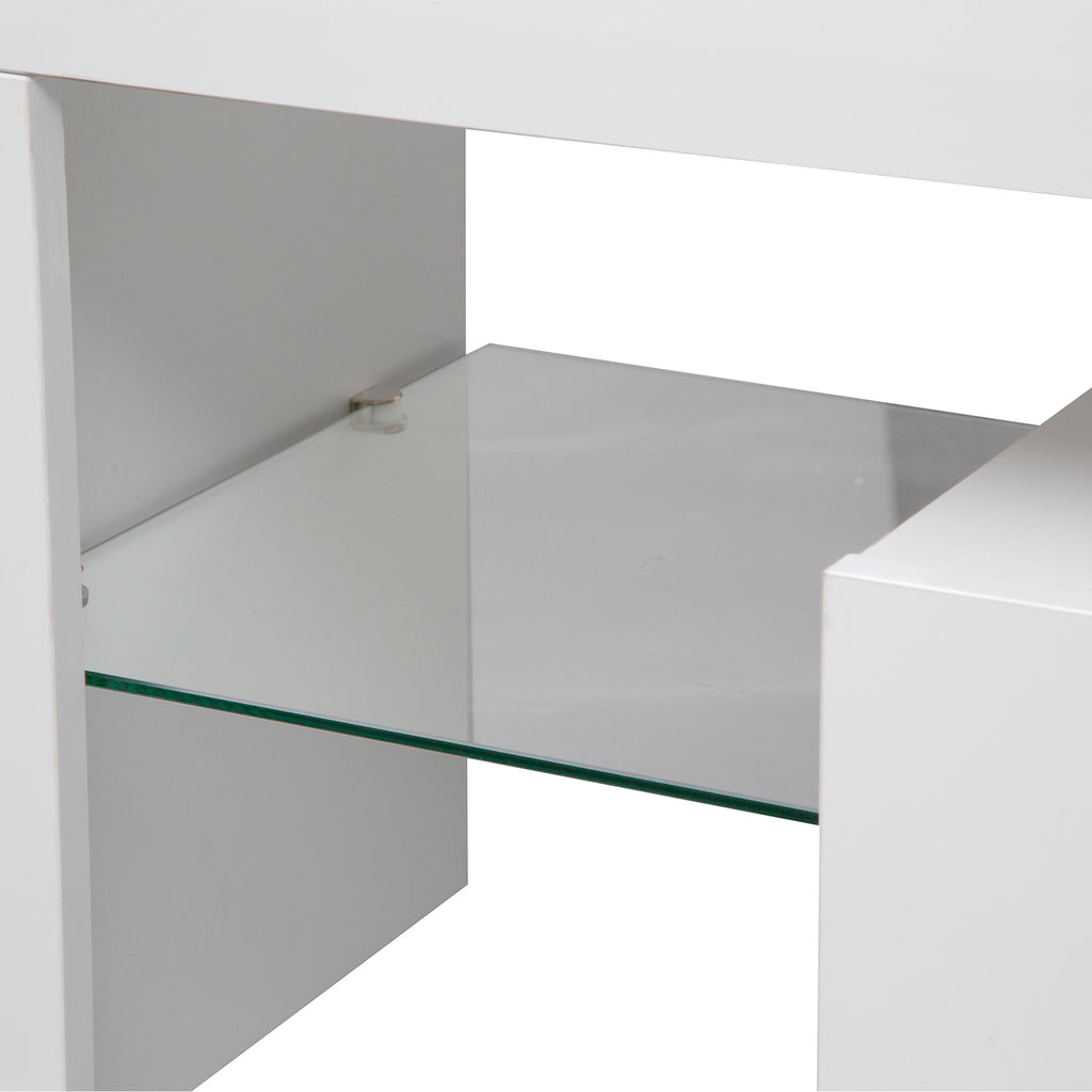 High gloss TV Stand with LED Lights for TVs up to 65'', Modern TV Console with Storage Cabinets for Living Room - Grand Goldman Shop
