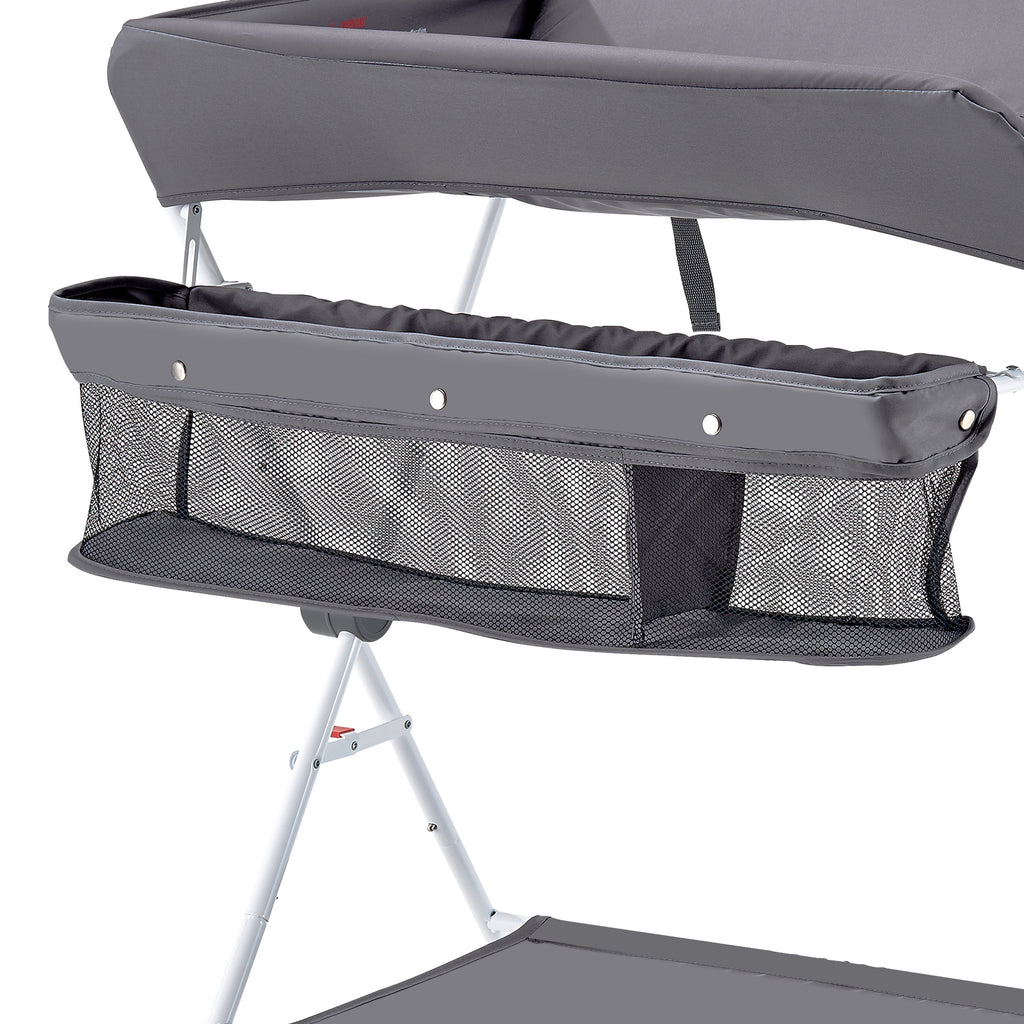 Foldable Baby Changing Diaper Station with Side Basket & Wheels Dark Gray - Grand Goldman