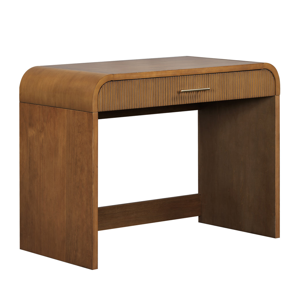 39' Makeup Vanity Table with Mirror Touch Screen Lighted Mirror, Dressing Table with Drawer for Bedroom, Espresso - Grand Goldman Shop