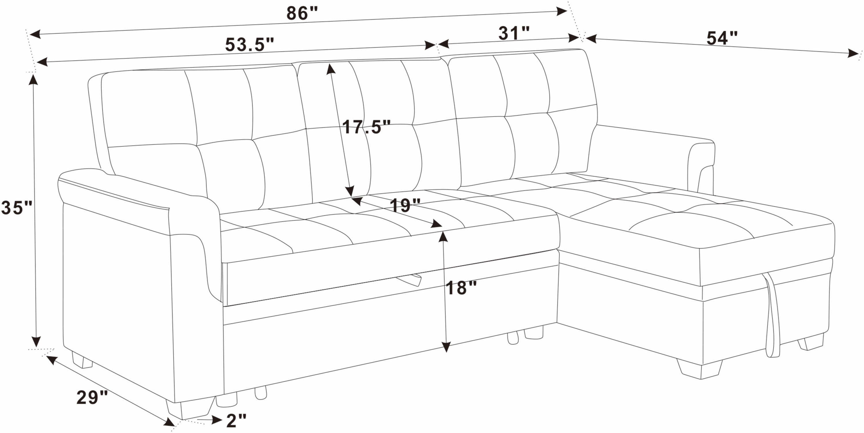 86'' Upholstered Pull-Out Sofa Bed - Grand Goldman Shop
