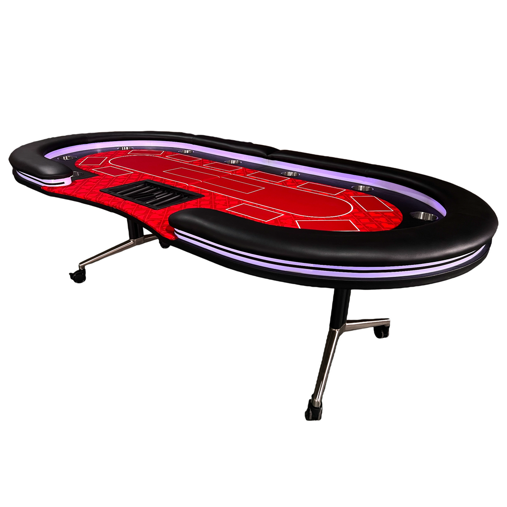 INO Design 94' Fodable Poker Table with Dealer Spot for 10 players, Red - Grand Goldman