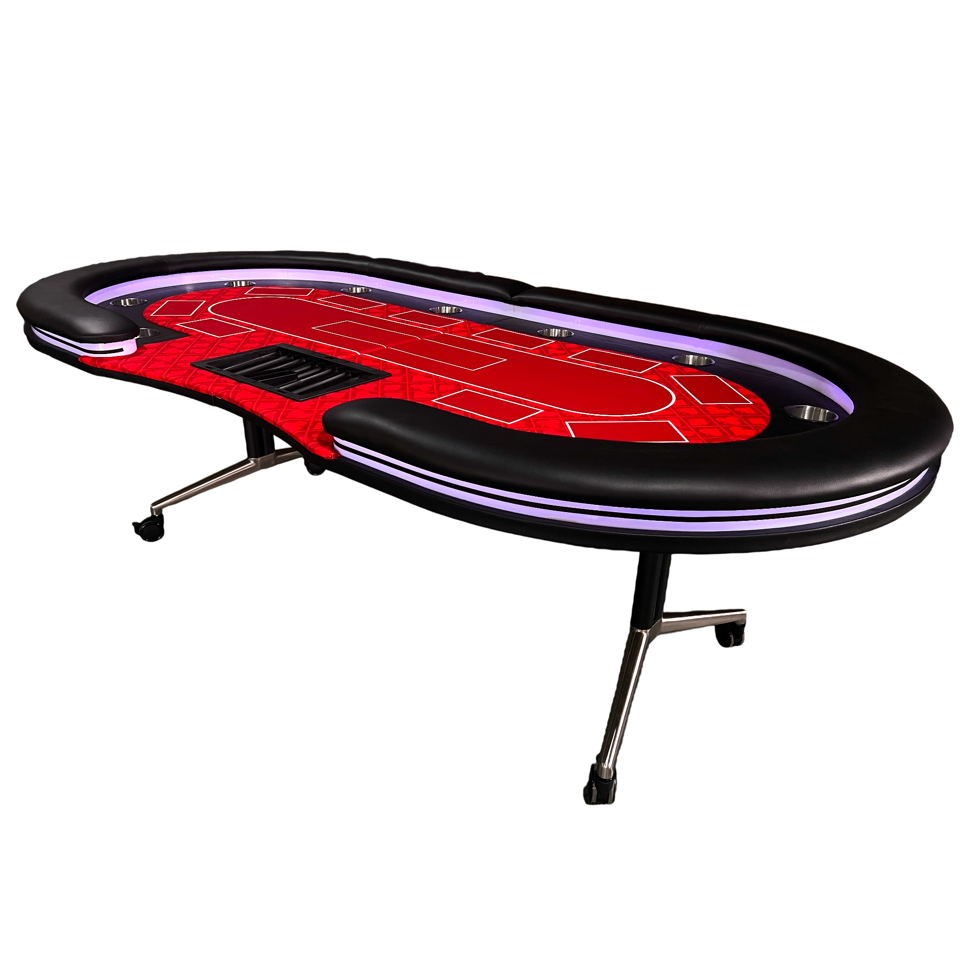 INO Design 94' Fodable Poker Table with Dealer Spot for 10 players, Red - Grand Goldman