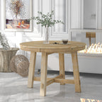 Gia Round Extendable Dining Table with 16' Leaf Wood, Natural - Grand Goldman Shop